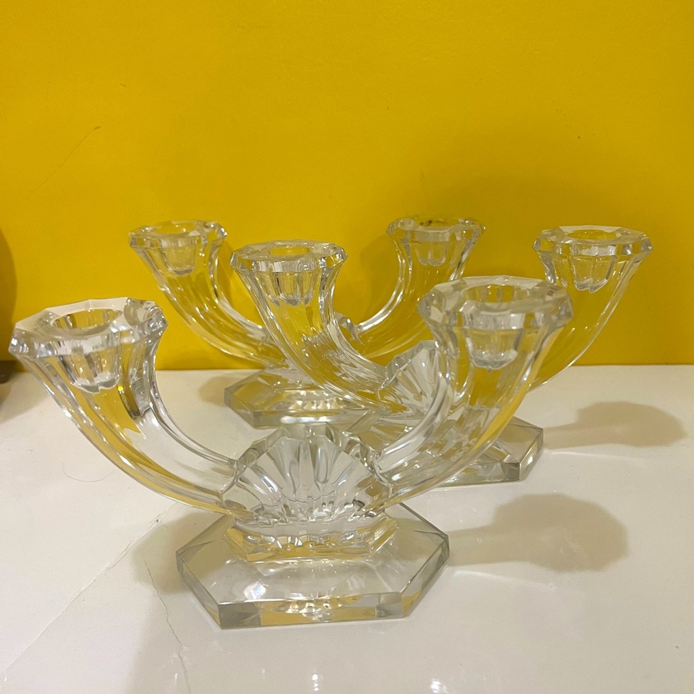 Vintage Val Saint Lambert Crystal Candlestick Holder